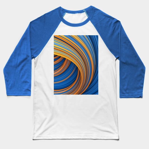 Fountain Flux Orange and Blue Abstract Wave Minimal Artwork Baseball T-Shirt by love-fi